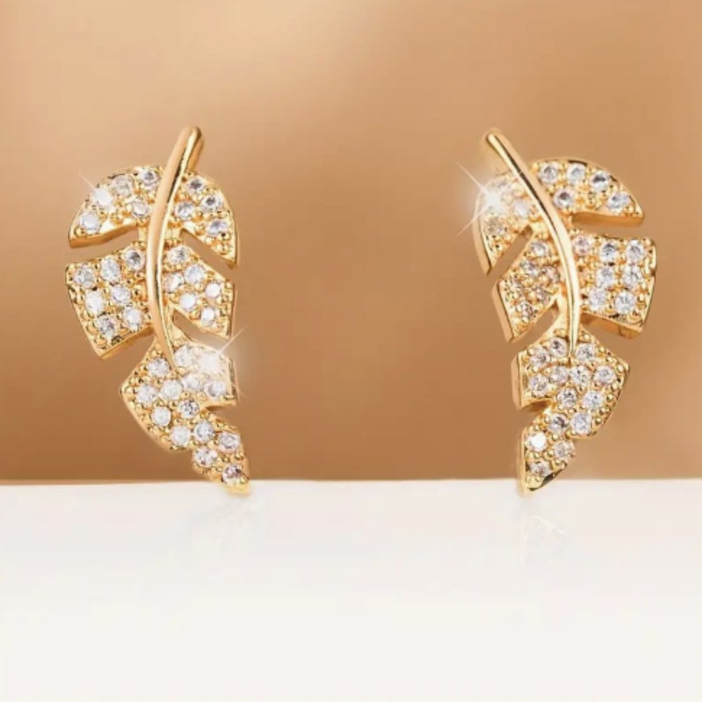 24k Gold Plated Geometric Hoop Earrings - Picture 3 of 6